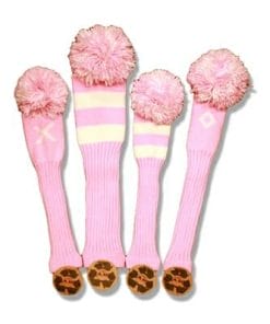Pink and White Knit Throwback Golf Headcovers