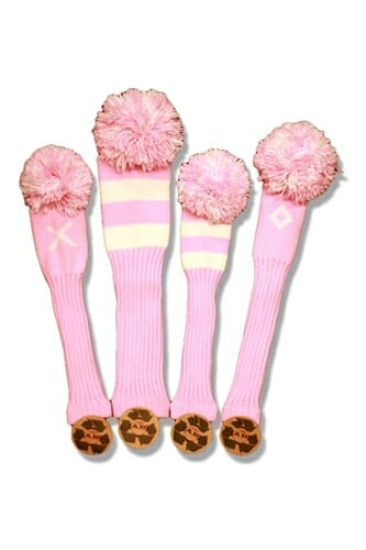 Pink and White Knit Throwback Golf Headcovers