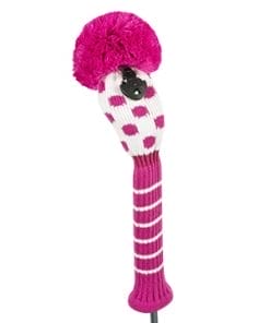 just4golf white deep pink small dot hybrid golf headcover
