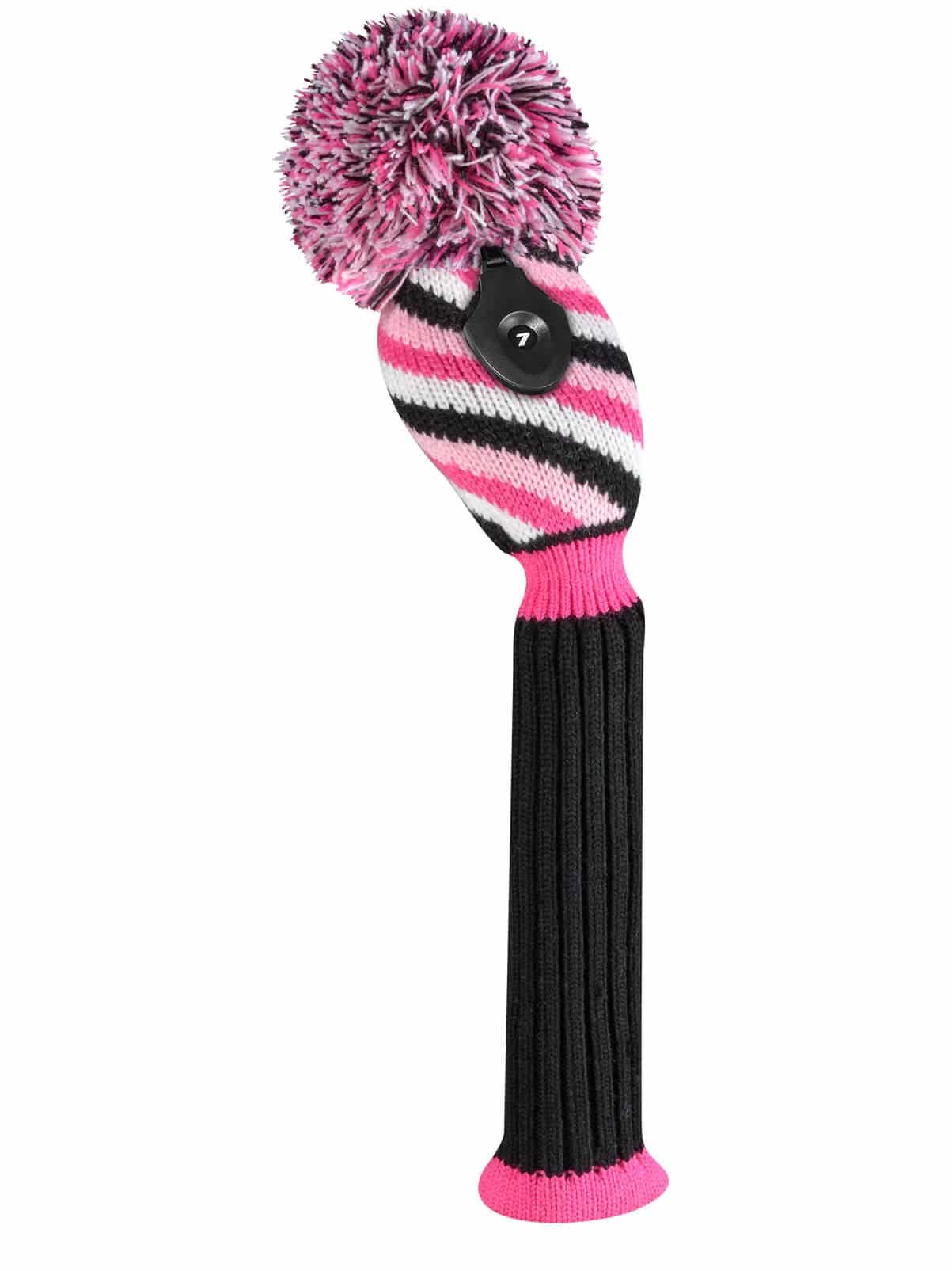 Pink White Black Stripe Hybrid Golf Headcover