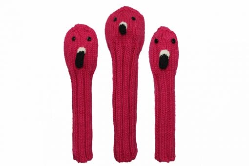 Animal Knit Golf Headcover Flamingo-set