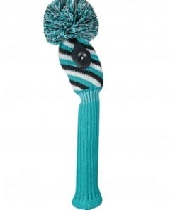 just4golf turquoise black white diagonal stripe hybrid golf headcover