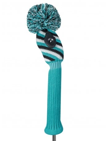 just4golf turquoise black white diagonal stripe hybrid golf headcover