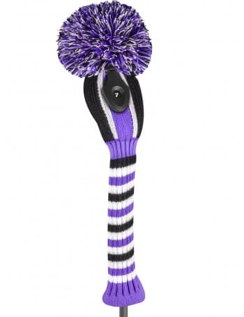 just4golf purple black white stripe hybrid golf headcover