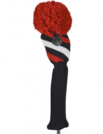 just4golf red black white stripe fairway golf headcover
