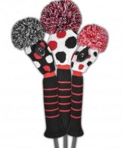 just4golf red black white dot golf headcover set
