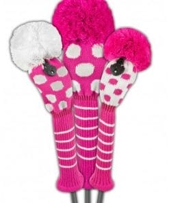 just4golf pink white dot golf headcover set