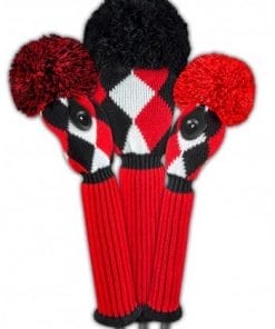 just4golf red black white diamond golf headcover set