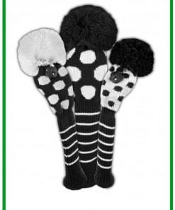 just4golf black white dot golf headcover set