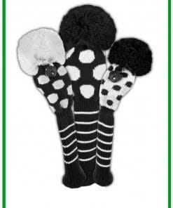 just4golf black white dot golf headcover set