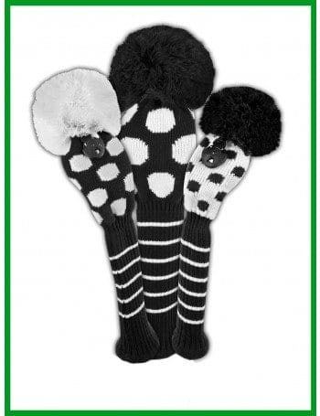 just4golf black white dot golf headcover set