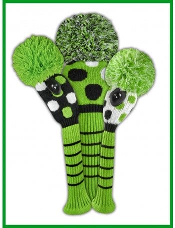 just4golf lime black white multi dot golf headcover