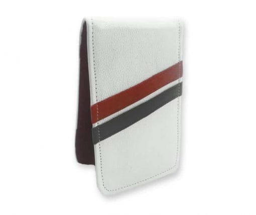 White with Red and Black Stripes Yardage Book Holder