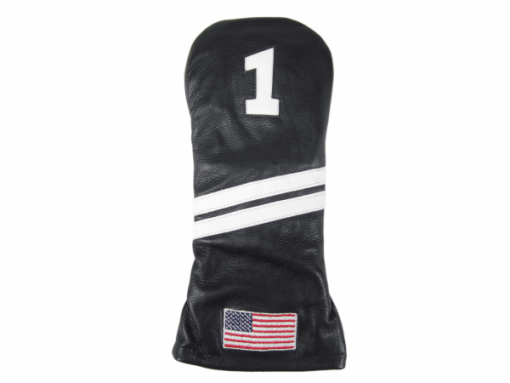 Black Leather USA Driver Golf Headcover