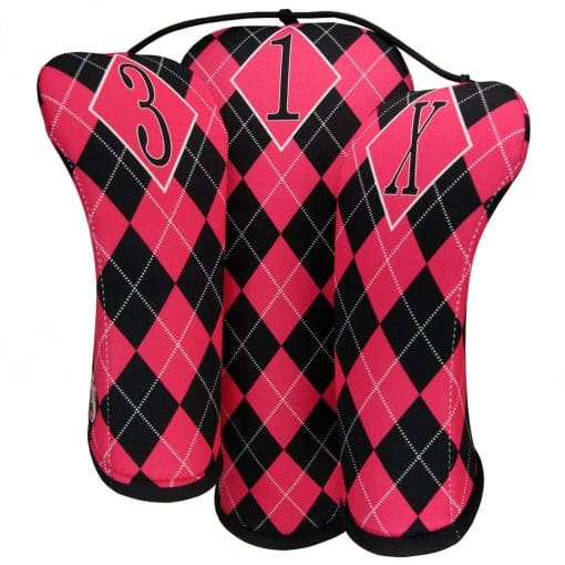 beejos hot pink black argyle golf headcovers