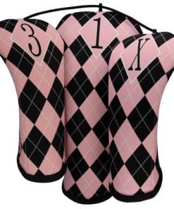 beejos pink black argyle golf headcovers