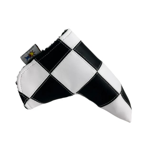 Black and White Checkered Blade Putter Golf Headcover with Magnetic Closure
