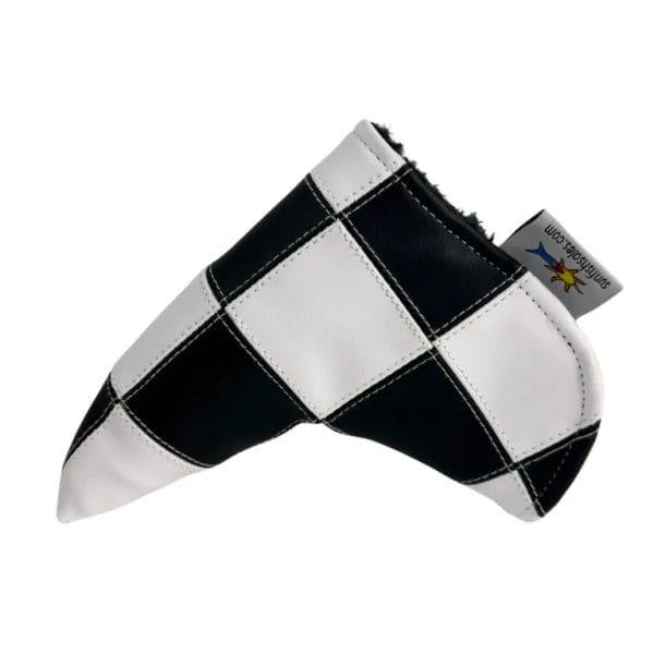 Black and White Checkered Blade Putter Golf Headcover with Magnetic Closure